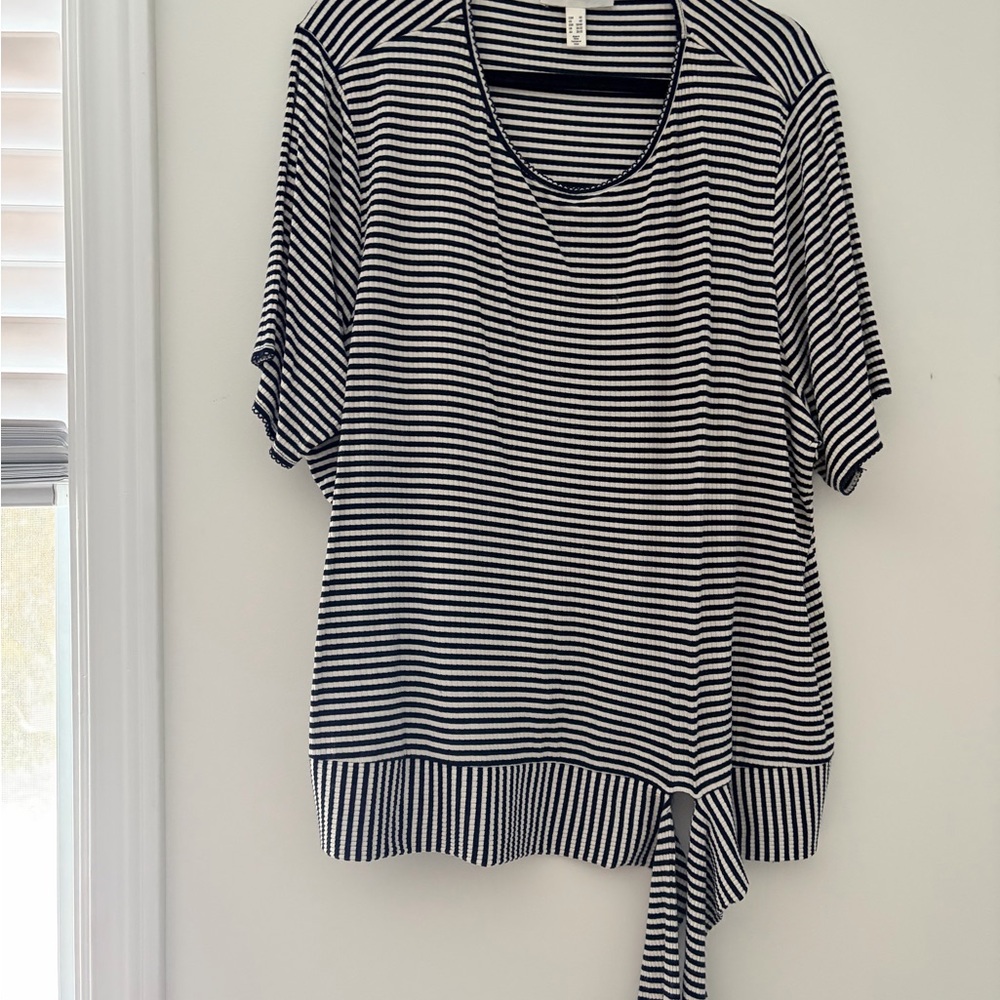 Addition Elle Navy and White Striped Top